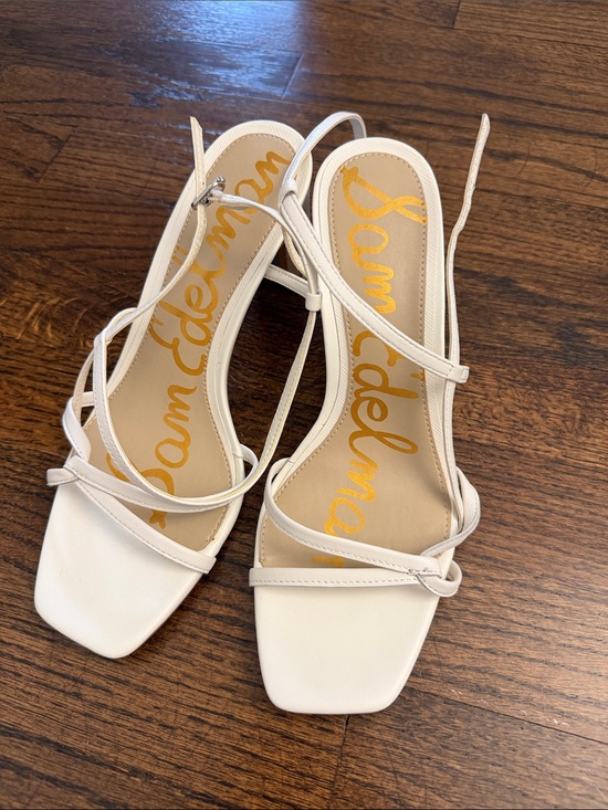 Sam Edelman Shoes - Sam Edelman White Strappy Square-Toe Slingback Heels
